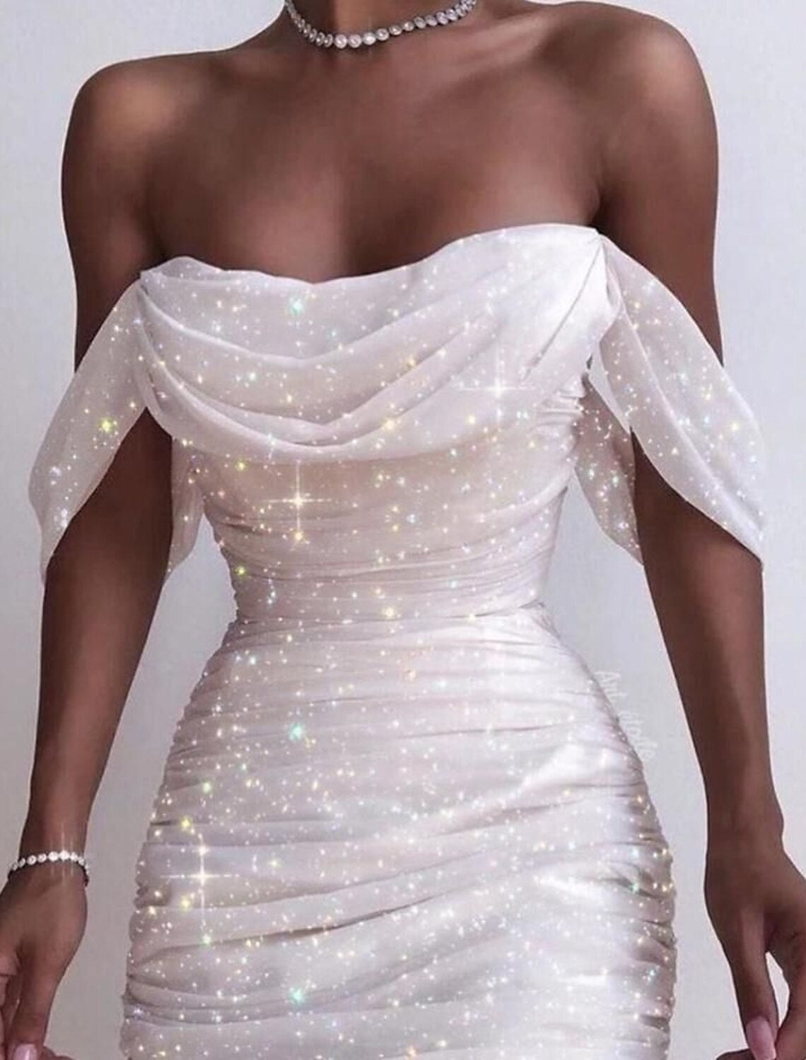Wholesale Women‘s Party Dress Sheath Dress Mini Dress White Sleeveless Pure Color Ruched Winter Fall Spring Off Shoulder Hot Party Winter Dress Birthday Slim